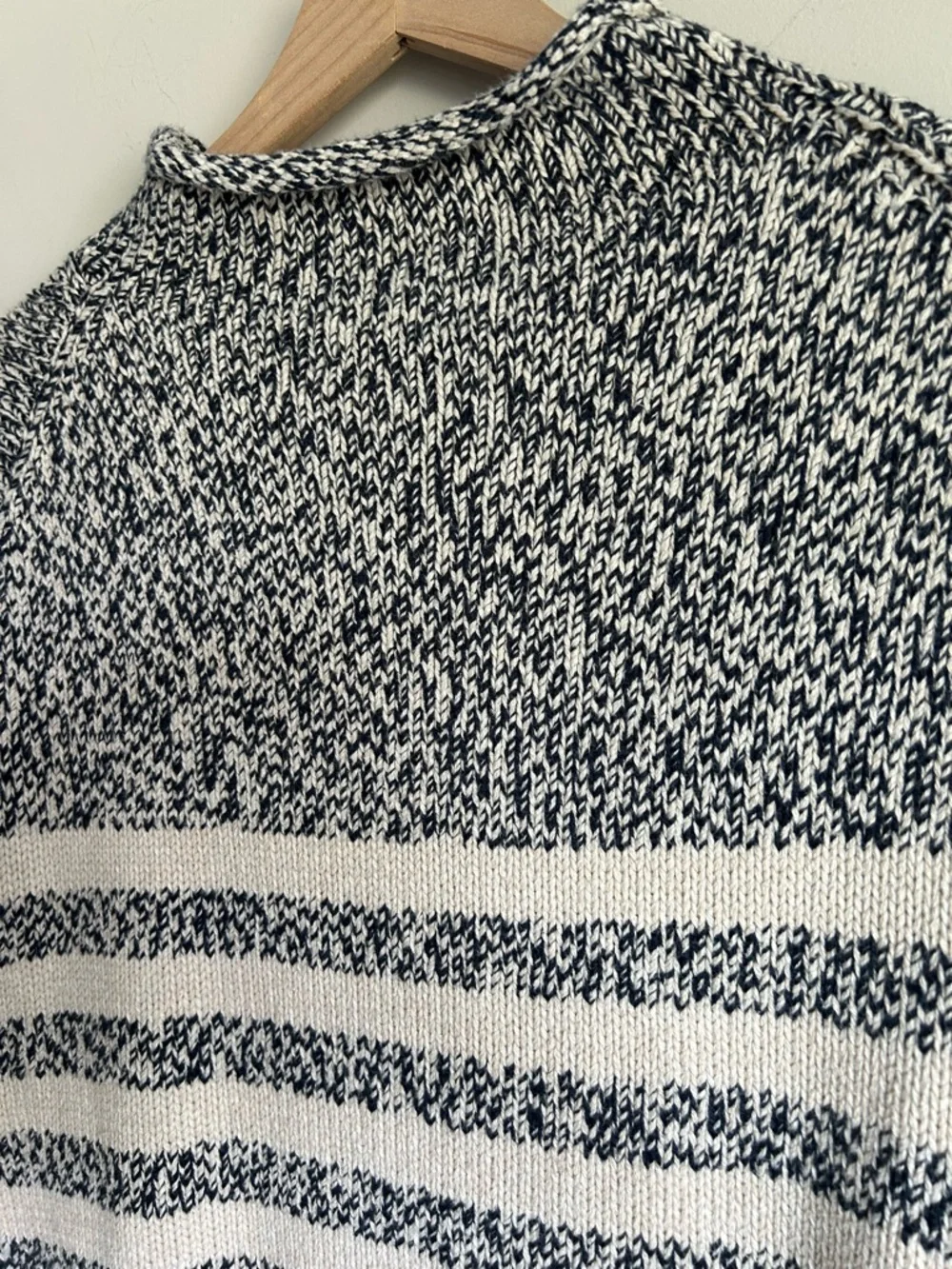 J. Crew 100% Cotton Stripe Pullover Sweater Mens L Blue White